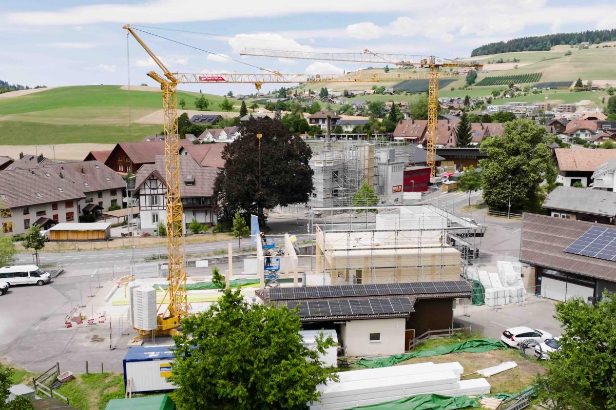 Gerüstbau für Neubau einer Autogarage in Zäziwil